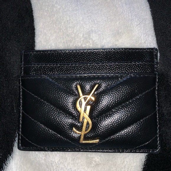 Yves Saint Laurent Handbags - Authentic YSL Monogram YSL cardholder wallet yves saint Laurent black gold logo